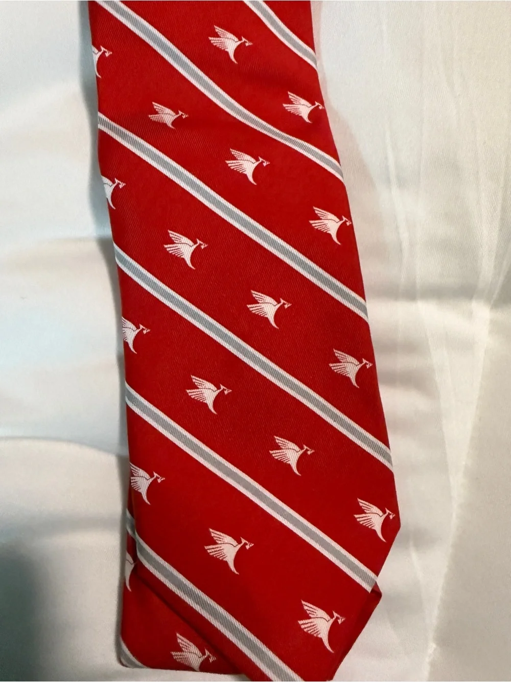 Vineyard Vines Red Striped Tie with White bird Motif